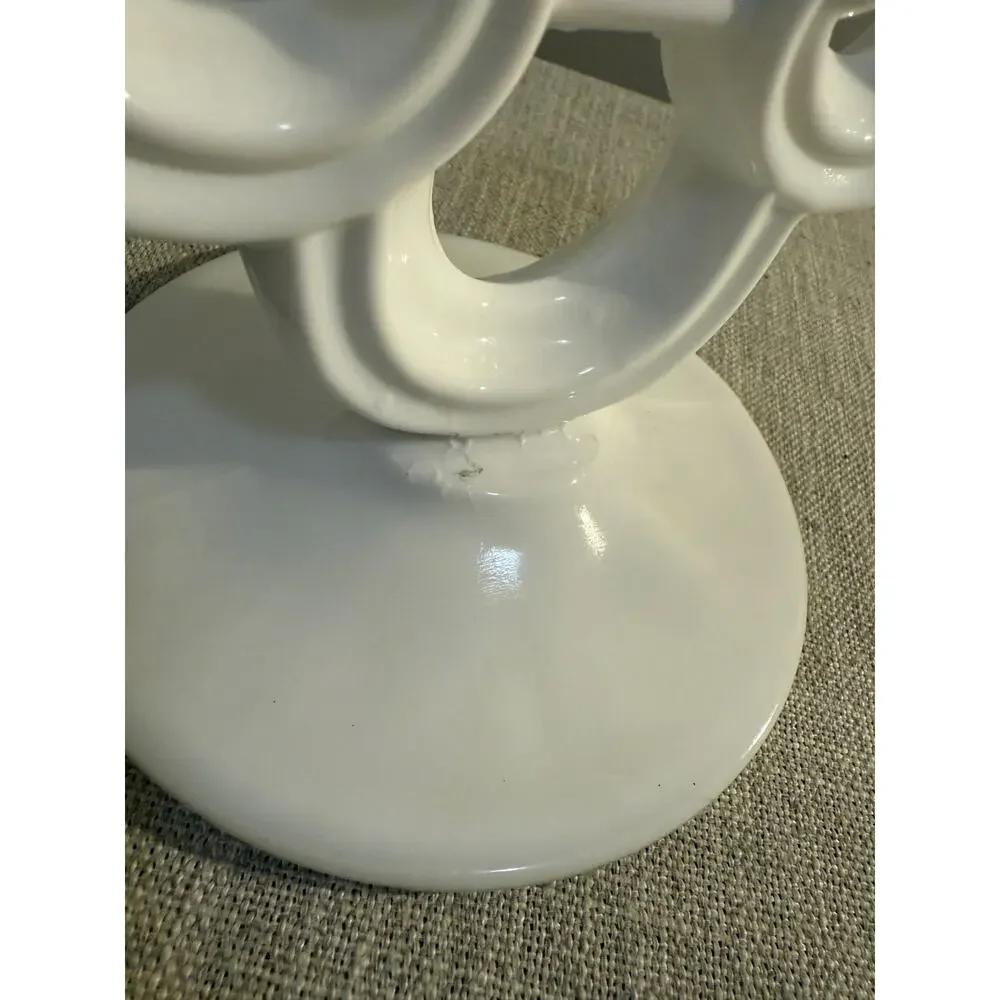 🕯️ Vintage Indiana Glass White Milk Glass Double Candle Holder | 7” Wide | Clas